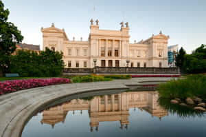 Lund University Main Building Reflection Wallpaper