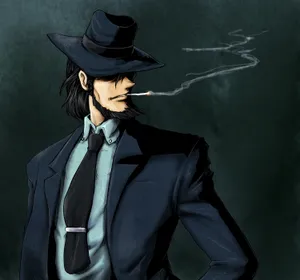 Lupin Iii's Daisuke Jigen In Action Wallpaper