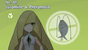 Lusamine And Pheromosa With Green Background Wallpaper