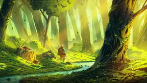 Lush Forest Exploration Tears Of The Kingdom Wallpaper