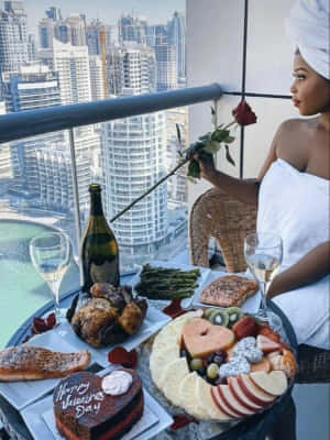 Luxurious Balcony Dining Experience Wallpaper