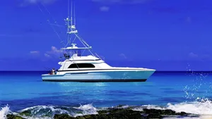 Luxury Boat On Blue Sea Wallpaper