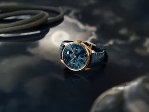 Luxury Watch Blue Dial Gold Case Wallpaper
