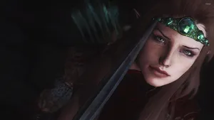 Lydia, The Loyal Housecarl, In Action Amidst The Breathtaking World Of Skyrim Wallpaper