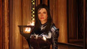Lydia, The Loyal Housecarl In Skyrim Wallpaper