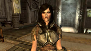 Lydia, The Loyal Housecarl, In The World Of Skyrim Wallpaper