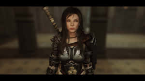 Lydia, The Loyal Housecarl Of Whiterun, Ready For Adventure In The World Of Skyrim. Wallpaper