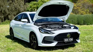 M G5 Electric Sedan Open Hood Wallpaper