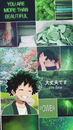 M H A Izuku Midoriya Aesthetic Collage Wallpaper