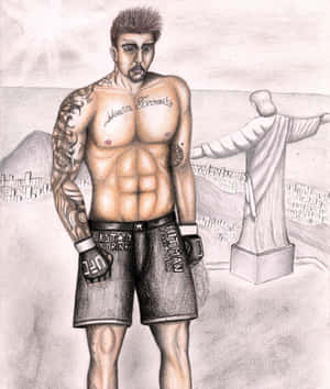 M M A Fighter Pencil Sketch Wallpaper