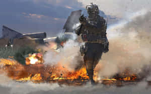 M W2_ Soldier_ Escaping_ Explosion Wallpaper