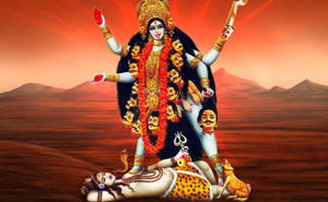 Maa Kali On Shiva Red Desert Wallpaper