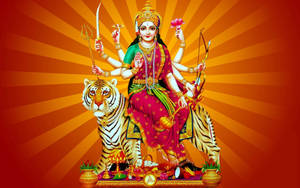 Maa Sherawali Deity Art Wallpaper