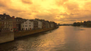 Maastricht River Meuse Sunset Wallpaper