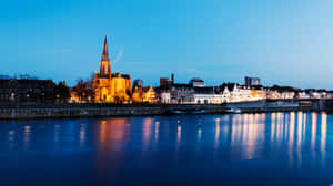 Maastricht Skyline Twilight Reflection Wallpaper