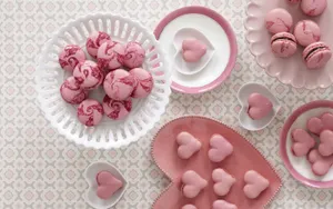 Macaroon Cookies In Pink Wallpaper