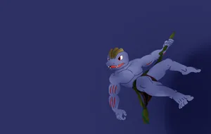 Machoke Evolved Machop Hanging On Vine Wallpaper