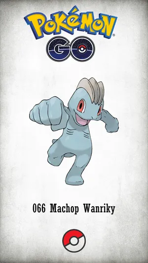 Machop Illustration With Pokedex Number Wallpaper