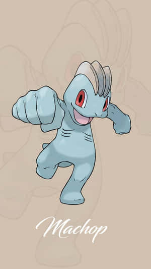 Machop Pokemon On Cream Background Wallpaper
