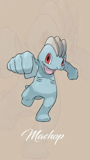 Machop Pokemon On Cream Background Wallpaper