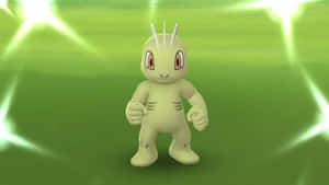 Machop Pokemon On Green Background Wallpaper
