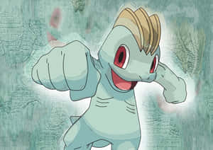 Machop Pokemon With Textured Background Wallpaper