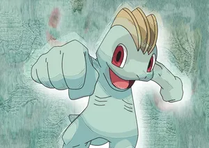 Machop Pokemon With Textured Background Wallpaper