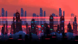 Macos Tahoe Futuristic Cityscape Wallpaper