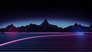 Macos Tahoe Neon Landscape Wallpaper
