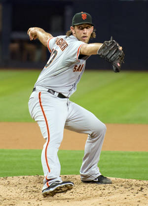 Madison Bumgarner In Throwing Pose Wallpaper