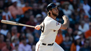 Madison Bumgarner With Baseball Bat Wallpaper