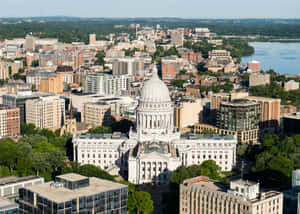 Madison Wisconsin State Capitol Aerial View Wallpaper