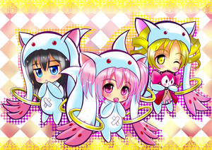 Madoka Magica Chibi Art Wallpaper