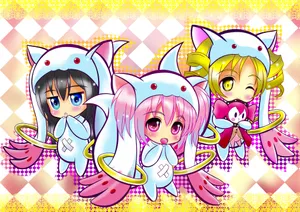 Madoka Magica Chibi Art Wallpaper