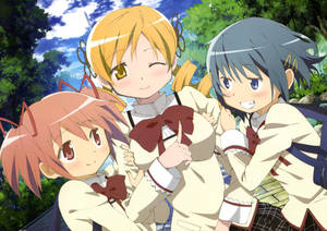 Madoka Magica School Girls Wallpaper