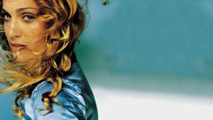 Madonna Rocks A Blue Silk Shirt Wallpaper