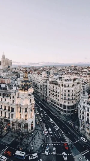 Madrid Sunset Urban Landscape Wallpaper