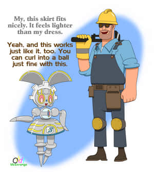 Magearna Conversing With A Worker Wallpaper