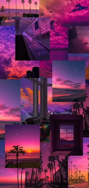 Magenta Skies Collage Wallpaper