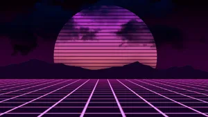 Magenta Sunset Retro Synthwave Wallpaper