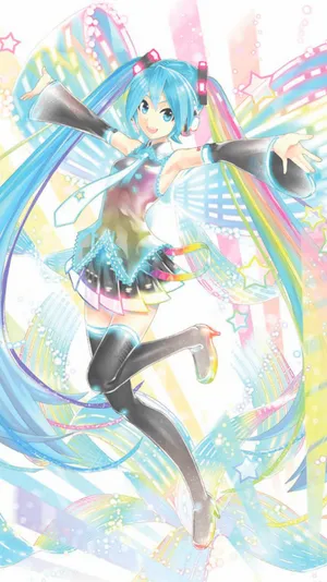 Magical And Colorful Hatsune Miku Phone Wallpaper
