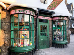 Magical Diagon Alley Bustling With Wizards And Witches Wallpaper