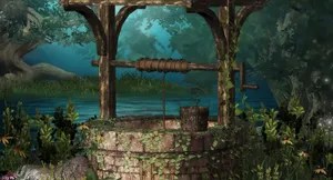 Magical Forest River And Well Wallpaper