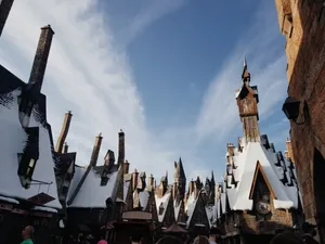 Magical Hogsmeade Village In Snow Wallpaper