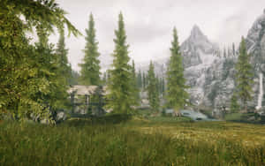 Magical Scenery Of Falkreath In Skyrim Wallpaper