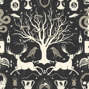 Magical Symbolsand Creatures Pattern Wallpaper
