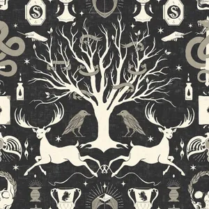 Magical Symbolsand Creatures Pattern Wallpaper