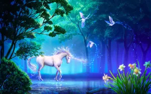 Magical Unicorn Magical Forest Wallpaper