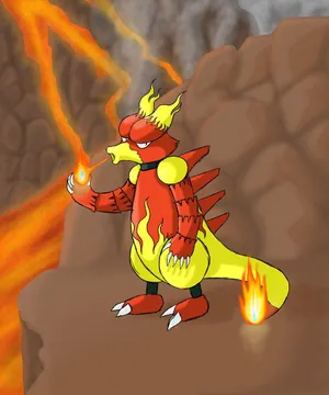 Magmar In Action - Unleashing Powerful Flames Wallpaper