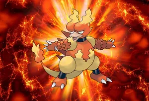 Magmar Pokemonin Fire Backdrop Wallpaper